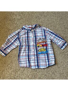 Baby 6m Infant Disney Pixar Cars Lightening McQueen & King Plaid Button-Up Shirt